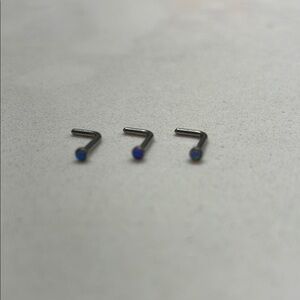 Silver and Blue Nose Studs
